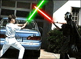 [Father and Son lightsaber-duel]