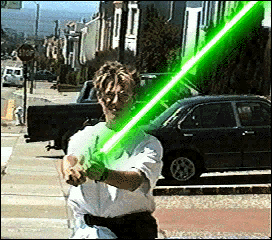 [Ian as Luke with Lightsaber]